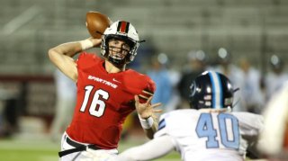 October 30, 2015 - Norcross, Ga: GAC quarterback Davis Mills (16) attempts a pass inside last half of these game against Lovett at Greater Atlanta Christian Friday in Norcross, Ga., October 30, 2015. GAC won 34-7. PICTURE / JASON GETZ